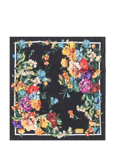 DOLCE & GABBANA DOLCE & GABBANA SQUARE SCARF WITH FLORAL PRINT