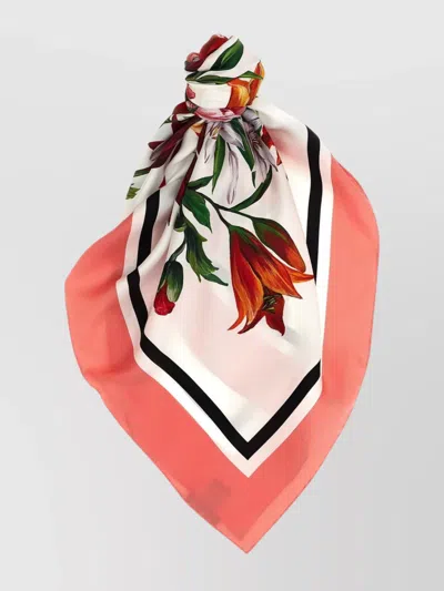DOLCE & GABBANA SQUARE SHAPE FLORAL PRINT SCARF WITH ROLLED EDGES