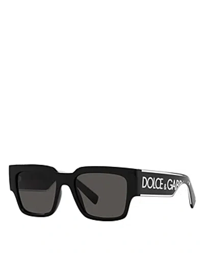 Dolce & Gabbana Square Sunglasses, 52mm In Black/gray Solid