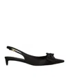 Dolce & Gabbana Satin Slingbacks With Bow Detail In Black