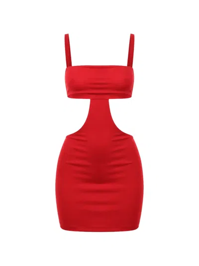 Dolce & Gabbana Cutout Sheath Jersey Sleeveless Mini Dress In Red
