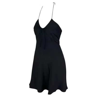 Pre-owned Dolce & Gabbana S/s 1995  Black Bow Halterneck Flare Mini Dress 44it