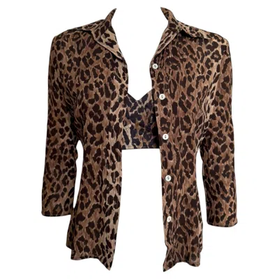 Pre-owned Dolce & Gabbana S/s 1997 Leopard Print Shirt And Bra Set In Black