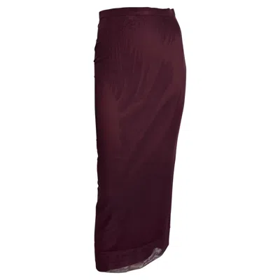 Pre-owned Dolce & Gabbana S/s 1998  Burgundy Bodycon Sheer Mesh Overlay Maxi Skirt It42 In Red