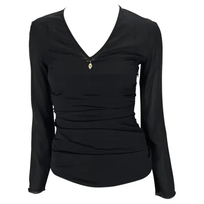 Pre-owned Dolce & Gabbana S/s 1998  Sheer Black Enamel Heart Safety-pin Cami-overlay Blouse