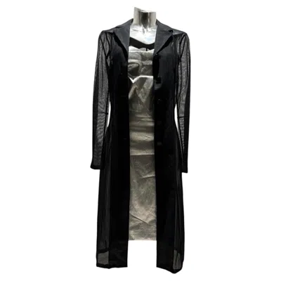 Pre-owned Dolce & Gabbana Ss 1999 Mesh Shirt Dress With Silver Inner Tube Dress In Black