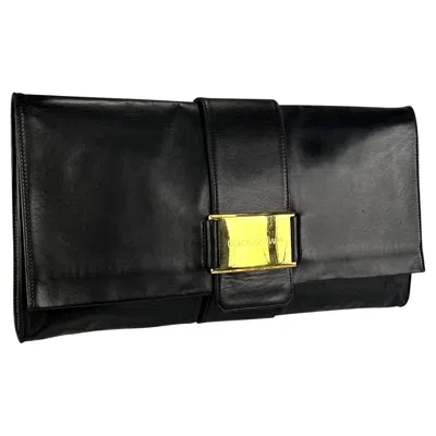 Pre-owned Dolce & Gabbana S/s 2001  Runway Oversized Black Leather Envelope Clutch Bag