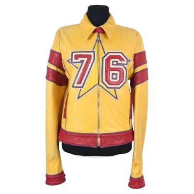 Pre-owned Dolce & Gabbana S/s 2001 Leather Sport ‘michigan' Jacket In Orange