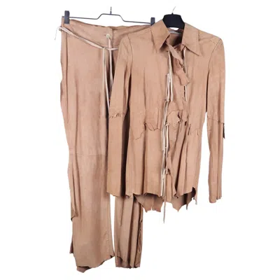 Pre-owned Dolce & Gabbana Ss 2001 Suit With Suede Top In Brown