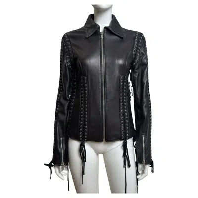 Pre-owned Dolce & Gabbana S/s 2003 Corset Lace-up Leather Jacket In Black
