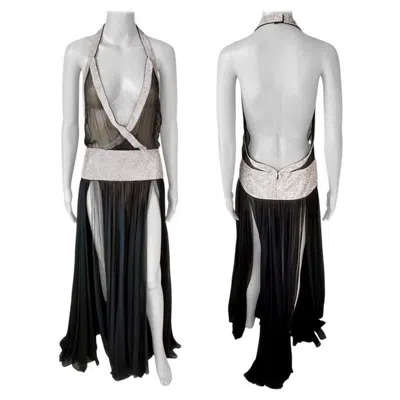 Pre-owned Dolce & Gabbana S/s 2005 Runway Crystal Metal Mesh Chainmail Evening Dress Gown In Gray
