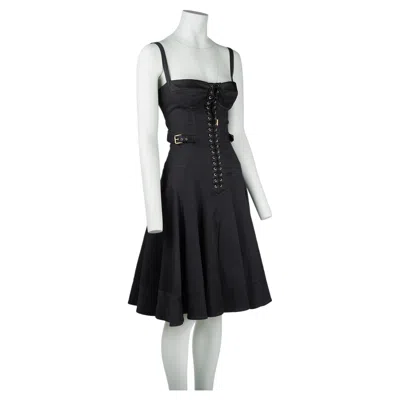 Pre-owned Dolce & Gabbana S/s 2007 Black Corset Lace-up Dress It 40