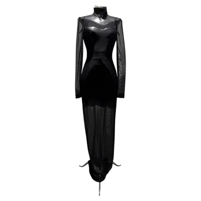 Pre-owned Dolce & Gabbana Ss 2023 (look 83) Black Long Mesh Dress