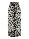 Dolce & Gabbana Leopard Print Charmeuse Longuette Skirt In Estampado Animalier