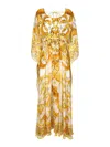 Dolce & Gabbana Majolica-print Silk Chiffon Maxi Kaftan Dress In Yellow