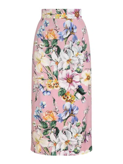 DOLCE & GABBANA FLORAL LONGUETTE SKIRT