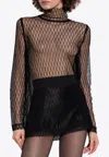 Dolce & Gabbana Delicate High Neck Mesh Blouse In Black
