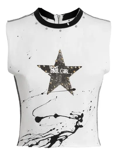 DOLCE & GABBANA STAR-PRINT STUDDED TOP