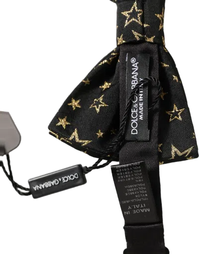 Dolce & Gabbana Star-patterned Silk Bow Tie In Black