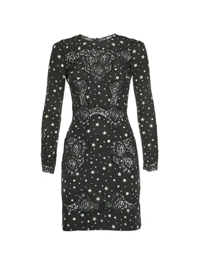 Pre-owned Dolce & Gabbana Star-print Mini Dress In Black