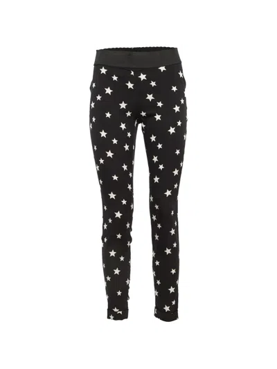 Pre-owned Dolce & Gabbana Star-print Stretch Silk Trousers In Black