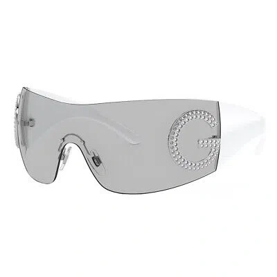 Pre-owned Dolce & Gabbana Statement Dg 2298b 06/87 White Metal Wrap Sunglasses Grey Lens In Gray