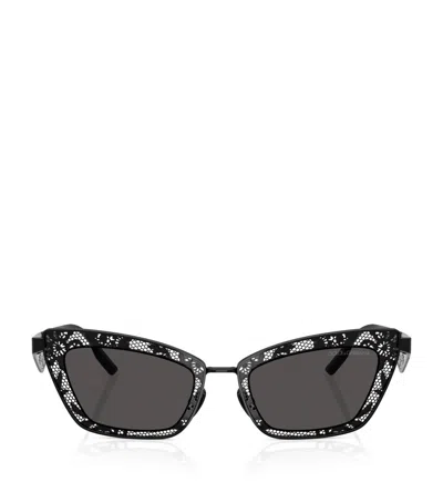 Dolce & Gabbana Steel Cat Eye Sunglasses In Black