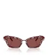 Dolce & Gabbana Steel Rectangular Sunglasses In Red
