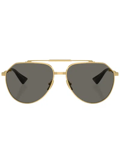 Dolce & Gabbana Gold Frame Metal Sunglasses With Gray Lenses
