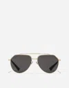 Dolce & Gabbana Gold Frame Metal Sunglasses With Gray Lenses In Gold
