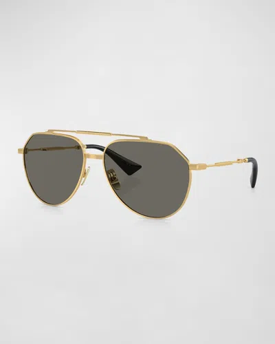 Dolce & Gabbana Stefano Metal Aviator Sunglasses In Grey