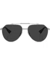 Dolce & Gabbana Dolce&gabbana 60mm Polarized Pilot Sunglasses In Silver