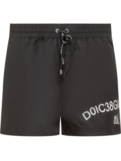 Dolce & Gabbana Stile Beach Boxer Shorts In Nero