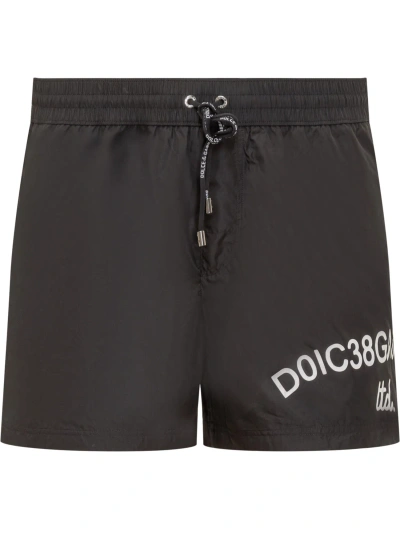 Dolce & Gabbana Stile Beach Boxer Shorts In Black