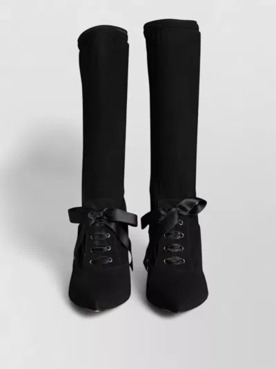 Dolce & Gabbana Stiletto Heel Knee Length Sock Boots In Black