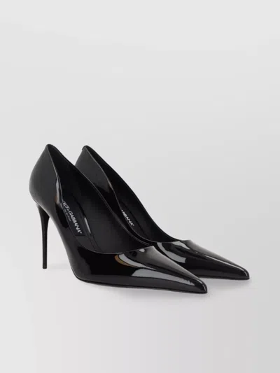 Dolce & Gabbana Stiletto Heel Patent Finish Pointed Toe Pumps In Black