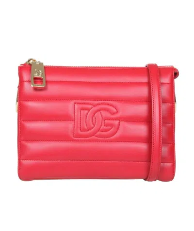 Dolce & Gabbana Stitched-logo Detail Clutch Bag In Red