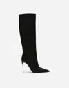 Dolce & Gabbana Logo-plaque Leather Boots In Black