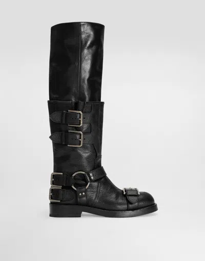 Dolce & Gabbana Stivale In Pelle Di Cavallo In Black
