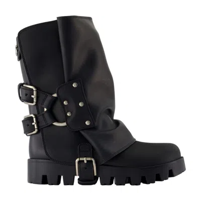 Dolce & Gabbana Chunky Sole Mid-calf Rain Boots With Studs In Black