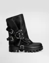Dolce & Gabbana Stivaletto In Gomma E Pelle In Black