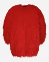 Dolce & Gabbana Faux Fur Coat In Red