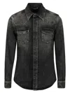 DOLCE & GABBANA STONEWASHED ROUND HEM DENIM SHIRT