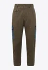 Dolce & Gabbana Khaki Green Denim-pocket Straight Trousers In Khaki