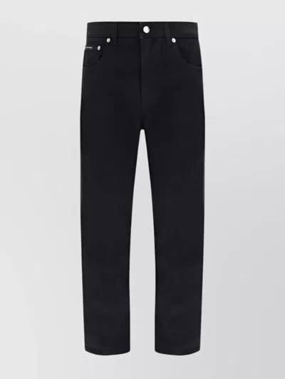 Dolce & Gabbana Straight Medium Waist Denim Jeans In Black