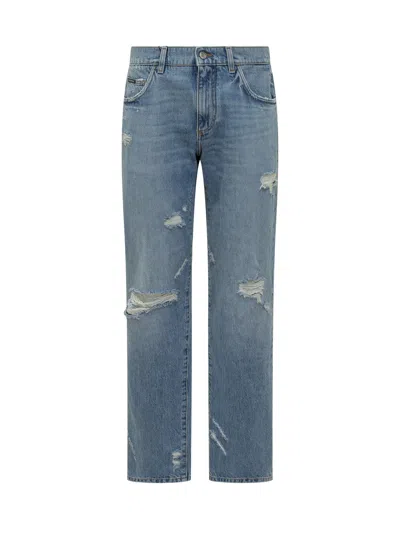 Dolce & Gabbana Straight Fit Jeans Effetto Used In Multi