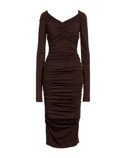 Dolce & Gabbana Straight Fit Stretch Corduroy Pant Woman Midi Dress Dark Brown Size 2 Virgin Wool, E