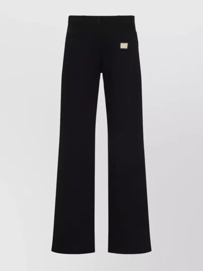 Dolce & Gabbana Straight Hem Cotton Pants With Overwashed Effect In Black