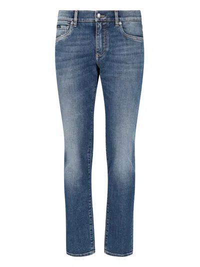Dolce & Gabbana Straight-leg Washed Denim Jeans In Blue