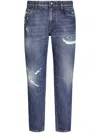 Dolce & Gabbana Straight Jeans With A Worn Effect In Blue